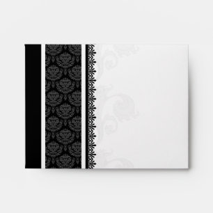 A2 Black and White One-Side Damask Envelopes