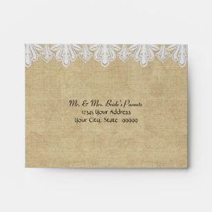A2 BOHO Printed Burlap n Lace gypsy Modern Mod Envelopes