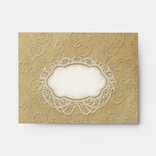 A2 Modern Vintage Lace Tea Stained Hydrangea Roses Envelopes