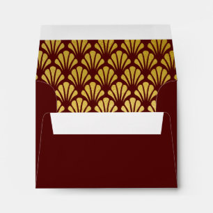 A2 Personalised Art Deco Fans Burgundy Gold Foil Envelope