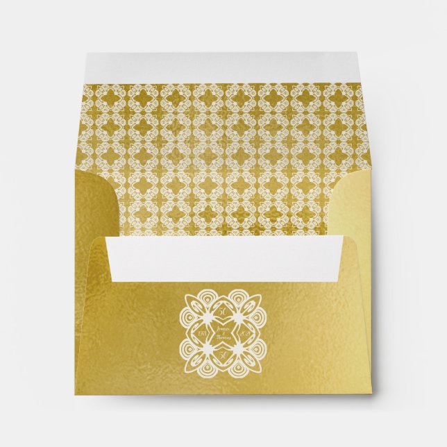 A2 Personalised Golden Wedding Art Deco Ornament Envelope (Back (Bottom))