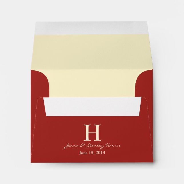 A2 Red & Cream Monogram Wedding Envelopes (Back (Bottom))