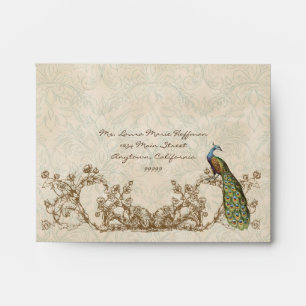 A2 RSVP Vintage Peacock Etchings Wedding Envelopes