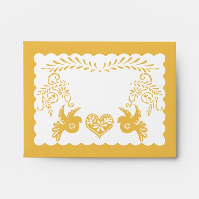 A2 Thank You Papel Picado Yellow Fiesta Wedding Envelope (Front)