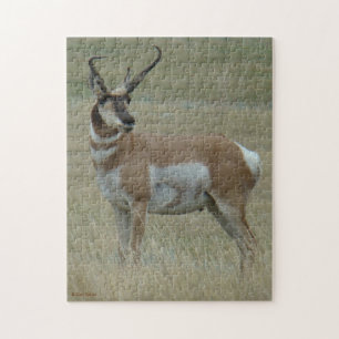 A37 Pronghorn Antelope Crooked Horns Jigsaw Puzzle