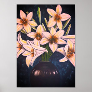 A3 Beautiful White Flowers acrylic Painting Print
