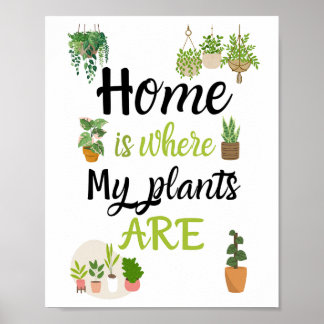 A4 Poster Home is where my plants are 