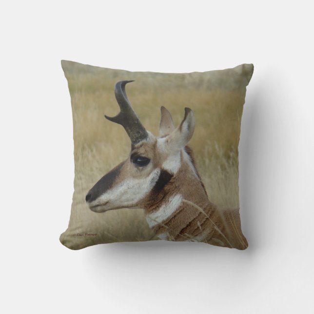 A4 Pronghorn Antelope Head Shot Profile Cushion (Front)