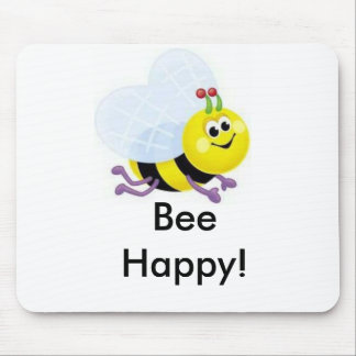a67_cute_bee, Bee Happy! Mouse Pad