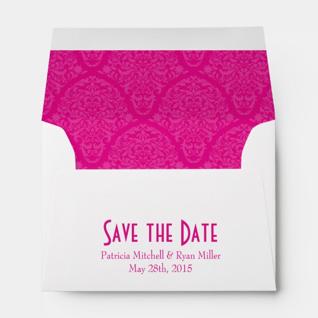 A6 4x6 Hot Pink White Save the Date Envelopes (Back (Bottom))