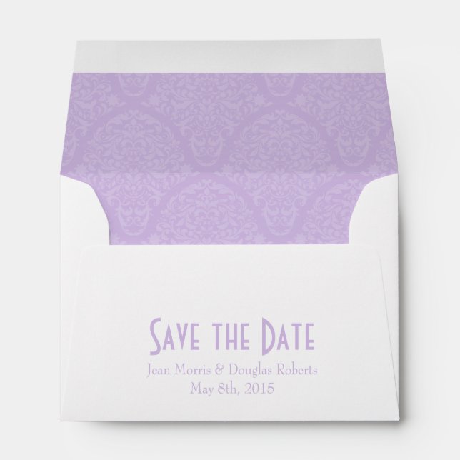 A6 4x6 Lavender White Save the Date Envelopes (Back (Bottom))