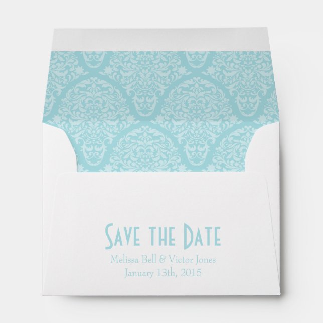 A6 4x6 Light Blue White Save the Date Envelopes (Back (Bottom))