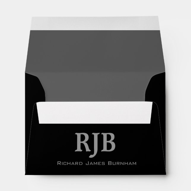A6 Black and Grey Monogrammed Envelopes (Back (Bottom))