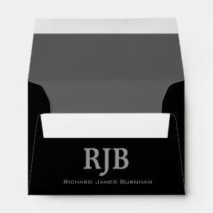 A6 Black and Grey Monogrammed Envelopes