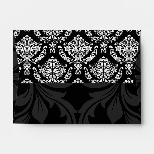 A6 Black and White Damask Flap Envelopes (Back (Top Flap))