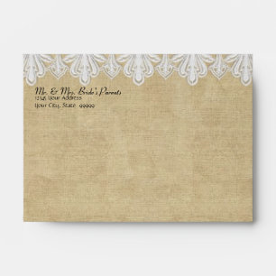A6 BOHO Printed Burlap n Lace gypsy Modern Mod Envelopes