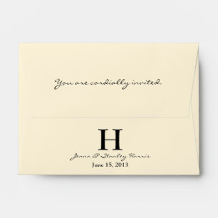 A6 Cream & Black Monogram Wedding Envelopes