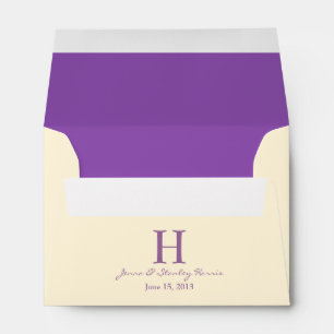 A6 Cream & Purple Lined Monogram Wedding Envelopes