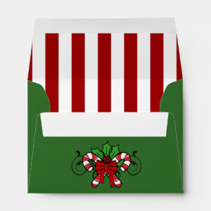 A6 Green Candy Cane Striped Christmas Envelopes