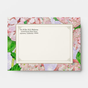 A6 Matching Envelopes Pink Hydrangea Lace Floral