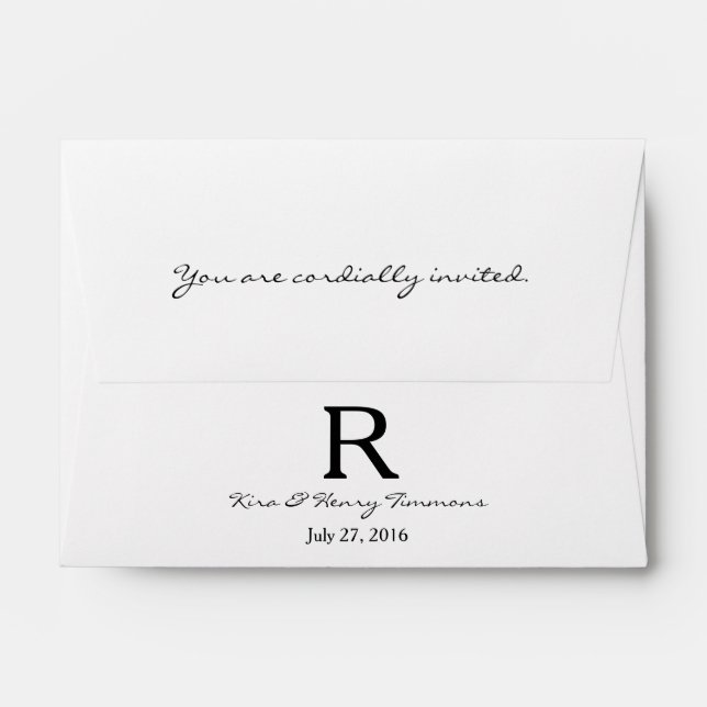 A6 Plain Simple Modern Monogram Wedding Envelopes (Back (Top Flap))