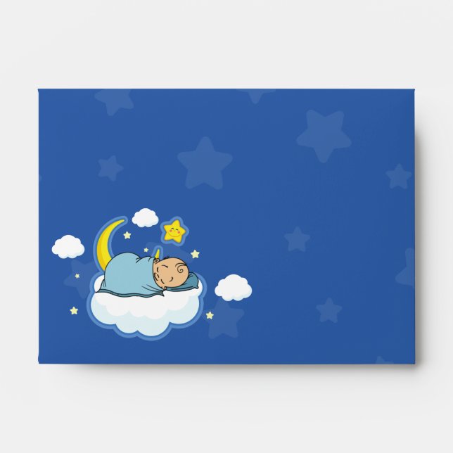 A6 Sleeping Baby Boy Baby Shower Envelopes (Front)