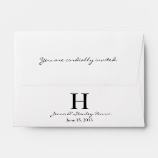 A6 White & Black Monogram Wedding Envelopes