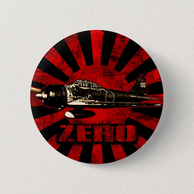 A6M Zero 6 Cm Round Badge (Front)