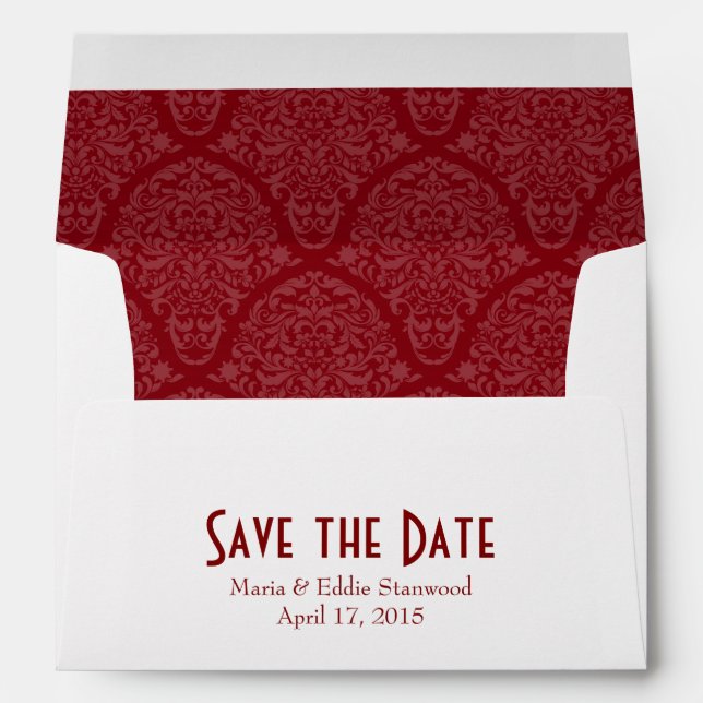 A7 5x7 Burgundy Red White Save the Date Envelopes (Back (Bottom))