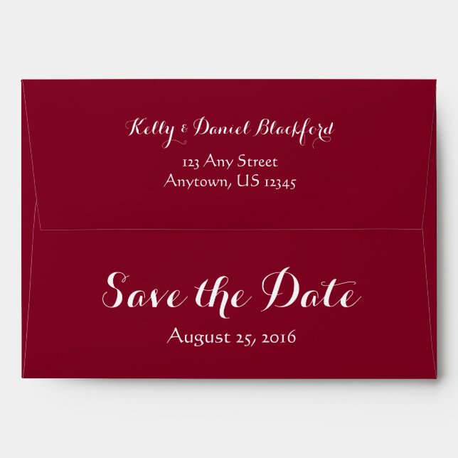 A7 5x7 Burgundy Wine Red Save The Date Envelopes (Back (Top Flap))