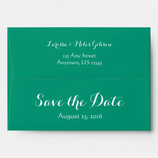 A7 5x7 Emerald Green Save The Date Envelope (Back (Top Flap))