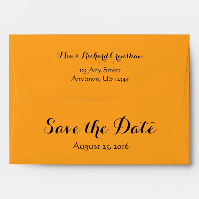 A7 5x7 Orange Save The Date Envelopes (Back (Top Flap))