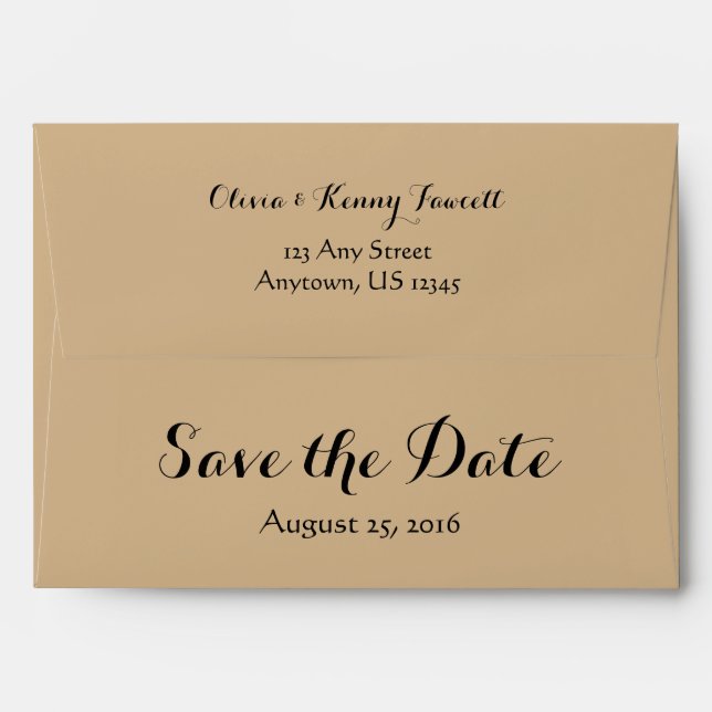 A7 5x7 Tan Brown Save The Date Envelopes (Back (Top Flap))