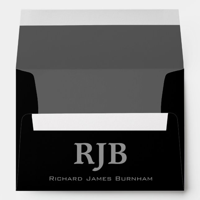 A7 Black and Grey Monogrammed Envelopes (Back (Bottom))