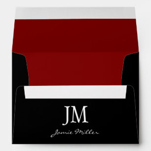 A7 Black and Red Monogram Envelopes