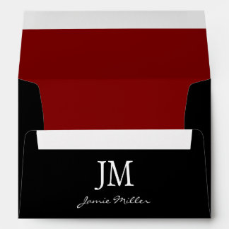 A7 Black and Red Monogram Envelopes