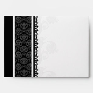 A7 Black and White One-Side Damask Envelopes