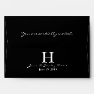 A7 Black & White Monogram Wedding Envelopes