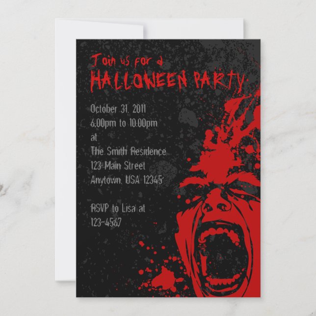A7 Bloody Scream Halloween Invitations (Front)