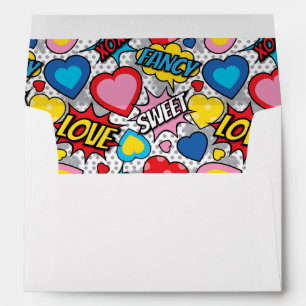 A7 Comic Pop Heart Envelope 7.25" x 5.25" - White