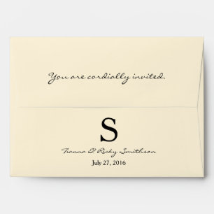 A7 Cream Plain Simple Monogram Wedding Envelopes
