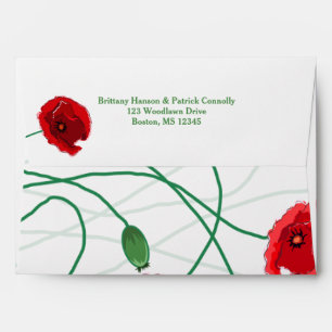 A7 Envelope for 5"x7" Invites Red Poppies