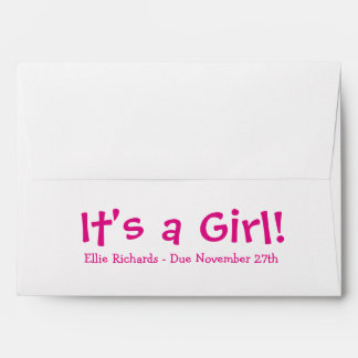 A7 Hot Pink White Due Date Baby Shower Envelopes