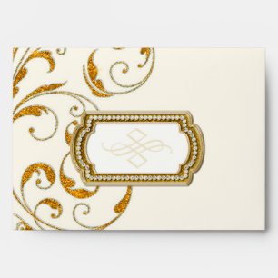A7 Matching Glam Old Hollywood Regency Black Tie Envelope