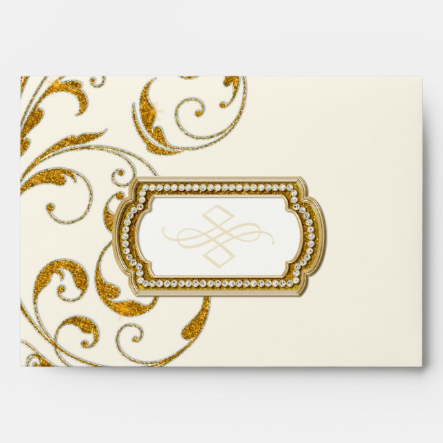 A7 Matching Glam Old Hollywood Regency Black Tie Envelope (Front)