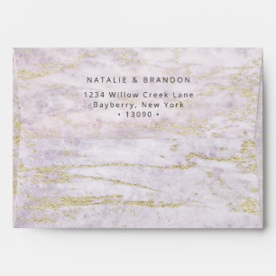 A7 Modern Marbles in Violet Purple with Gold 5x7 Envelope