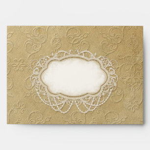 A7 Modern Vintage Lace Tea Stained Hydrangea Roses Envelopes