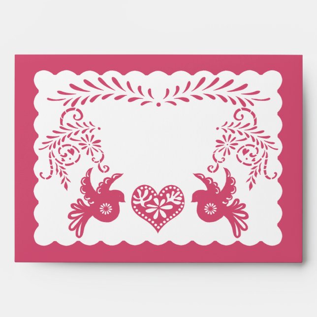 A7 Papel Picado Hot Pink Fiesta Wedding Envelopes (Front)
