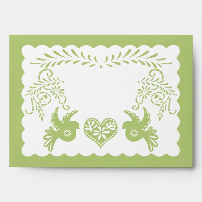 A7 Papel Picado Lime Fiesta Wedding Envelopes (Front)