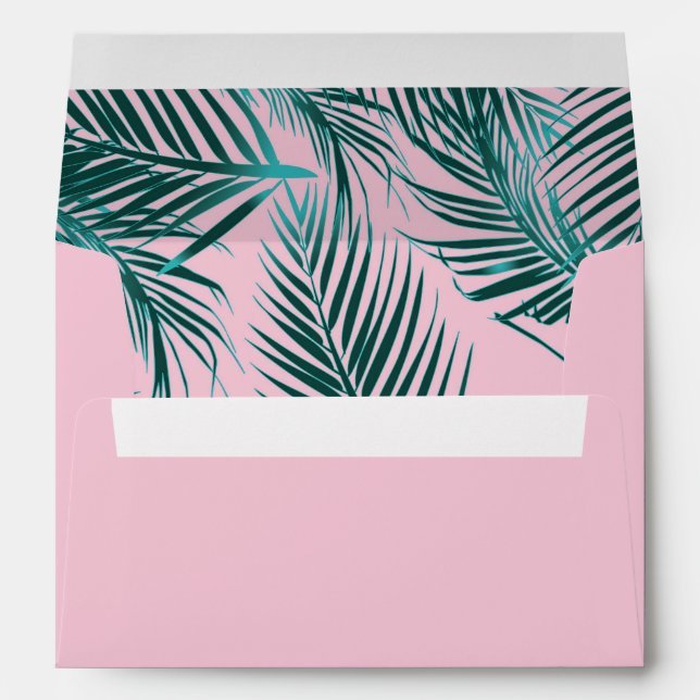 A7 Pink Palm Pink Envelope (7.25" x 5.25") (Back (Bottom))